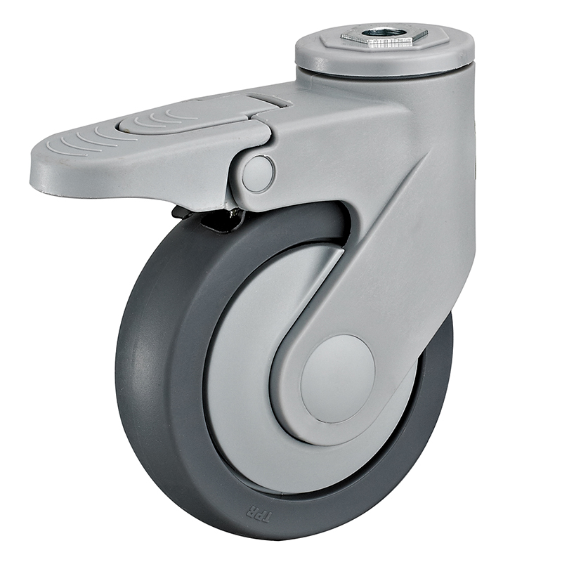 IMhgb 42(10) - Аппаратное колесо из термопластичной резины 100 мм (под болт М10, тормоз, шарикоподш)